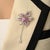 925 Silver Flower Brooch Pin With Moving Dangling Cz Diamond Charm For Sale - Image 4 of 14