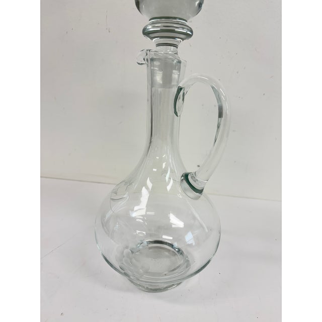 Vintage 1980s Etched Crystal Grape Vine Wine Decanter With Handle & Ball Stopper For Sale In Orlando - Image 6 of 16