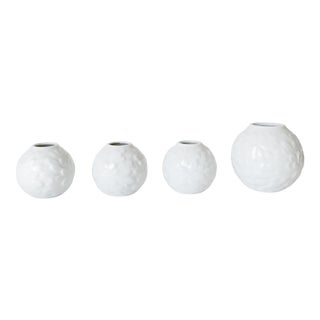 Mid Century Modern Glazed White Porcelain Botanical Candle/Vase Set by Hutschenreuther Germany - 4 Piece Set For Sale