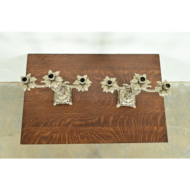 Early 20th Century Tiffany & Co. Style Antique Victorian Silverplate Three-Light Candelabras, Pair For Sale - Image 5 of 12