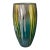Modern Tall 14'' Italian Art Glass Alcohol Ink Painted Vase Teal Gold & Silver For Sale