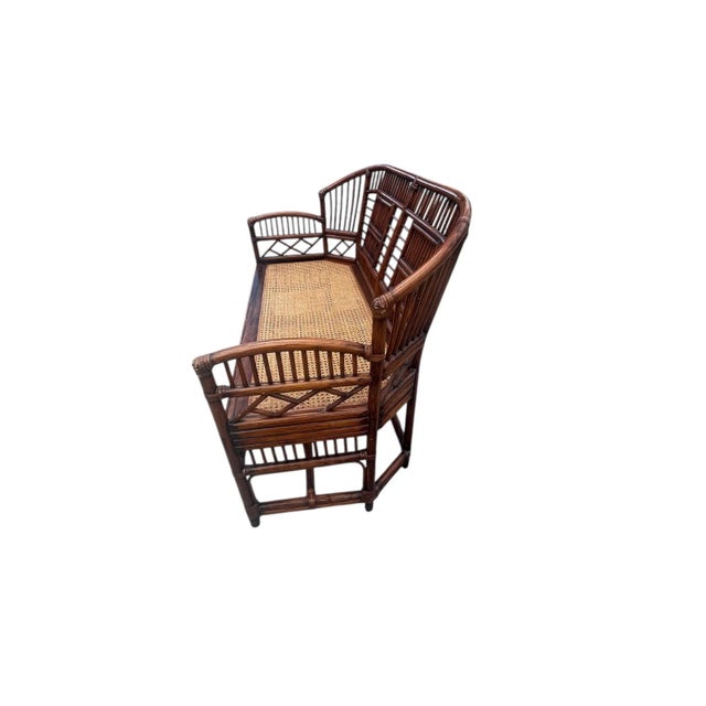 Brighton Pavilion Vintage Brighton Pavilion Bench in Cane Bamboo Rattan Chinoiserie Style For Sale - Image 4 of 4