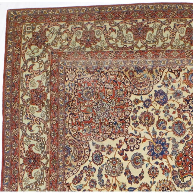 Persian Antique Persian Isfahan Rug 10’0" X 15’2” For Sale - Image 3 of 5