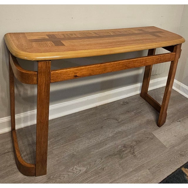 Mid 20th Century Mid 20th Century Howard Style Rounded Mission Oak Curved Console Table For Sale - Image 5 of 6