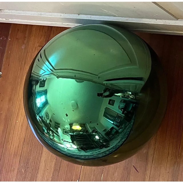 Green Large Green Mercury Glass Garden Gazing Sphere or Witch's Ball For Sale - Image 8 of 8