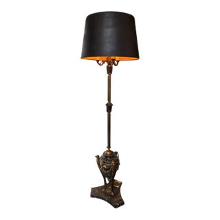 French Empire Ostriches Neoclassical Napoleonic Floor Lamp Marble, Bronze and Metals For Sale