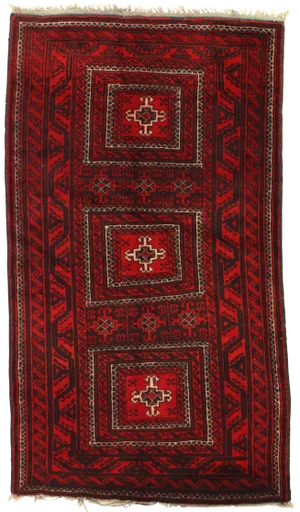 1950s Semi-Vintage Afghan Baluch Rug - 3′9″ × 6′7″