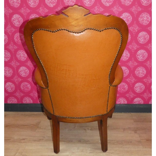 Chippendale Chesterfield Armchair in Caramel Leather, 1960s For Sale - Image 4 of 11