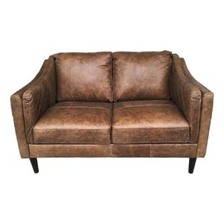Luke Home Top-Grain Leather Ava Loveseat For Sale
