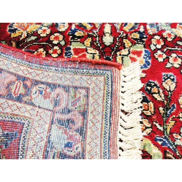 Red Antique Persian Sarouk Runner, 31"x 126" For Sale - Image 8 of 11