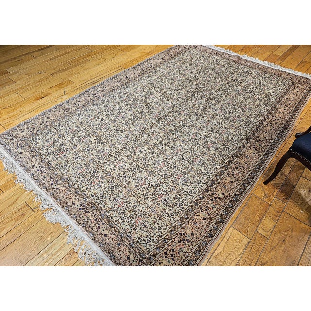 Vintage Turkish Hereke Room Size Rug, Hand-Woven Wool, Allover Pattern, 7' x 10' For Sale - Image 4 of 17