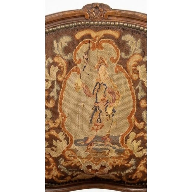 Late 19th Century Late 19th Century French Louis XV Style Carved Walnut & Original Tapestry Needlepoint Upholstered Armchair (Fauteuil) For Sale - Image 5 of 5