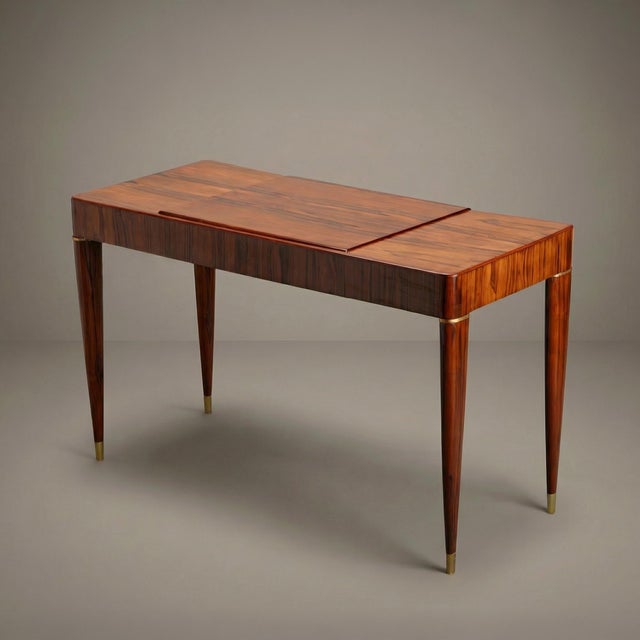 Wood Gio Ponti Style Rosewood Vanity With Brass Accents, Circa 1950 For Sale - Image 7 of 7