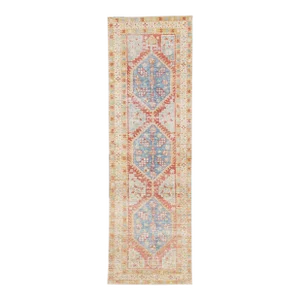 Antique Persian Heriz Handmade Multicolor Wool Runner With Tribal Pattern