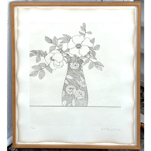1970s Ed Baynard, Zen Minimalist Flowers Etching American Modernist Ed Baynard Pop Art Print For Sale - Image 5 of 6