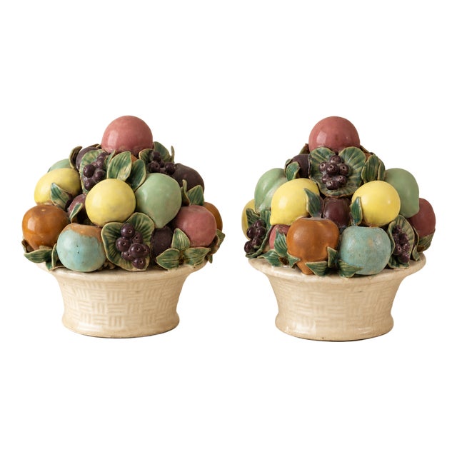 Trompe L'Oeil Earthenware Centerpieces, 1960s, Set of 2 For Sale