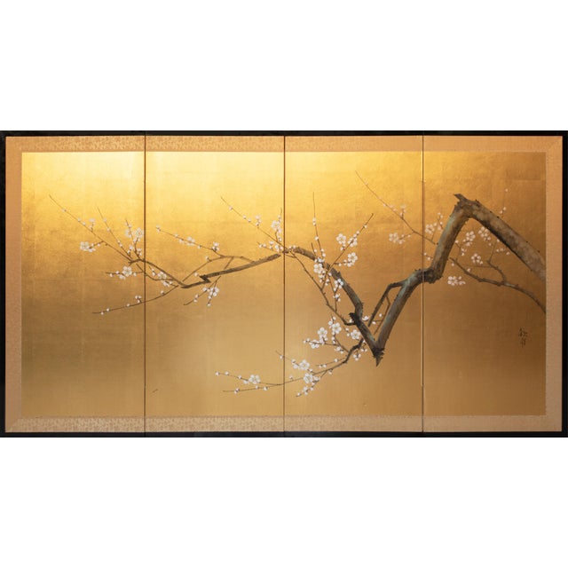 "Sakura", C. 1960s Showa Era Japanese Painted Byobu Screen For Sale - Image 18 of 18