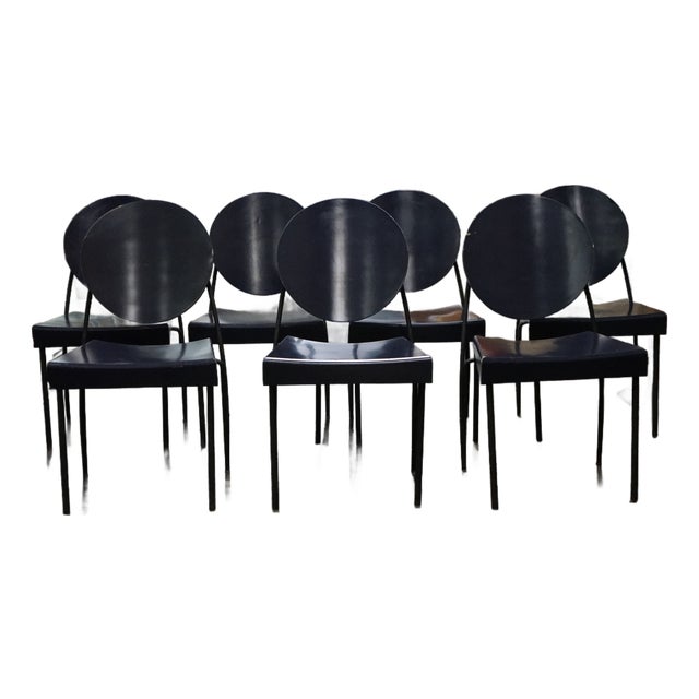 Set of 7 Dakota Jackson Memphis Style Vik-Ter Chairs in Eggplant For Sale