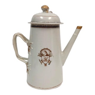 Antique Chinese Armorial Coffee Pot 18th Century Coat of Arms For Sale