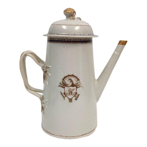 Antique Chinese Armorial Coffee Pot 18th Century Coat of Arms