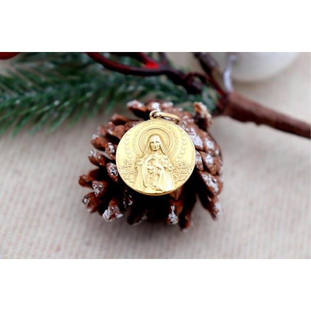 Saint Teresa 19.2k Gold Pendant For Sale - Image 5 of 6