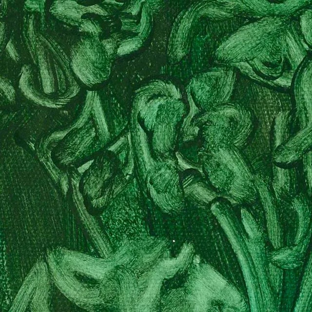 Modern "Dreaming of Green" Original Kim Ahonoukoun Green Floral Oil Impressionist Style Painting on Canvas For Sale - Image 3 of 5