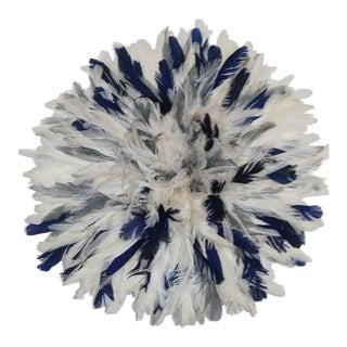 Juju Hat Speckled White Gray and Navy Blue of 20" - 50 Cm For Sale