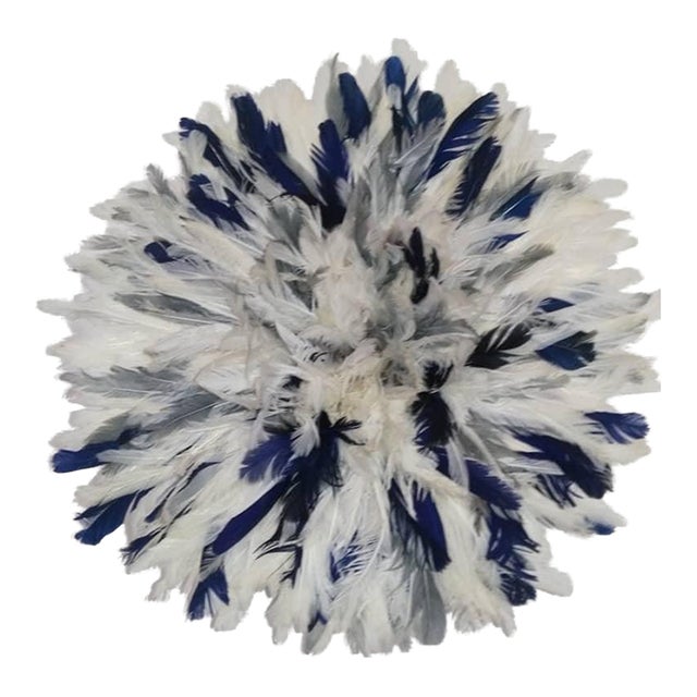 Juju Hat Speckled White Gray and Navy Blue of 20" - 50 Cm For Sale