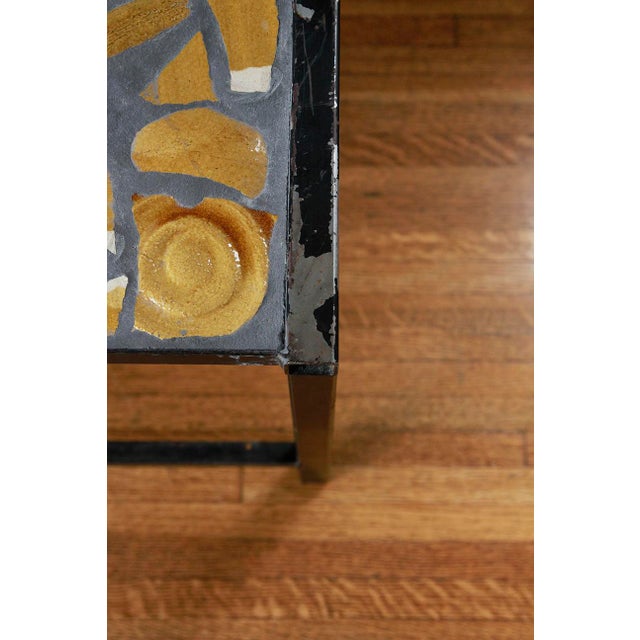 Iron Framed Artisan Tile Top Table. France , 1960’s For Sale - Image 11 of 12