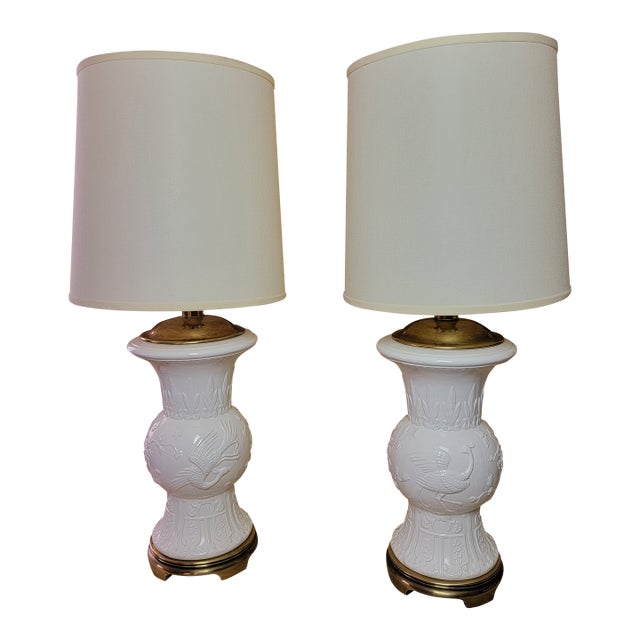 1950s The Phoenix Baluster: Frederick Cooper Blanc De Chine Table Lamps - a Pair For Sale