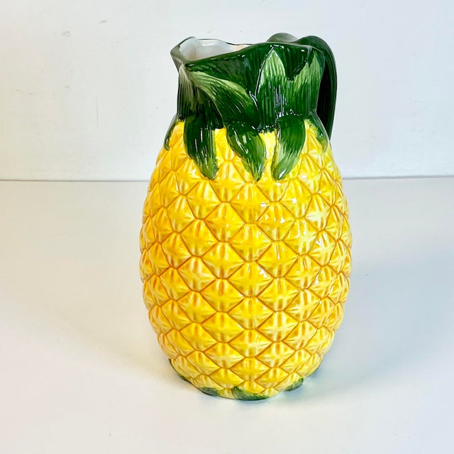 Cinco De Mayo - 1980s Vintage Boho Chic Coastal Trompe L’Oeil Pineapple Pitcher. For Sale - Image 9 of 11