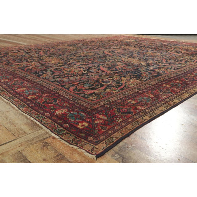 Textile Early 20th Century Antique Persian Mahal Rug, 10'06 X 13'04 For Sale - Image 7 of 11
