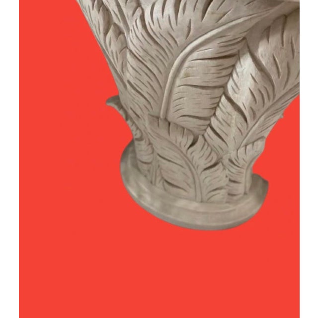 Wood Serge Roche Style Wood Carved Palm Tree Front Console Table & Mirror For Sale - Image 7 of 12