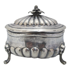 Buccellati Italian Sterling Silver Footed Sugar Bowl With Fruit & Flower Lid