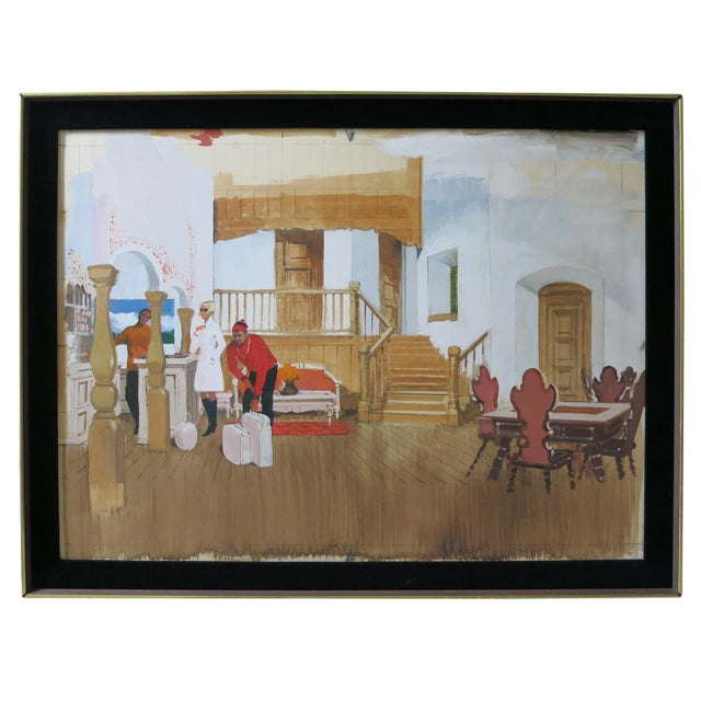 1960s Vintage 20th Century Fox "Caprice” Movie Watercolor Sketch For Sale