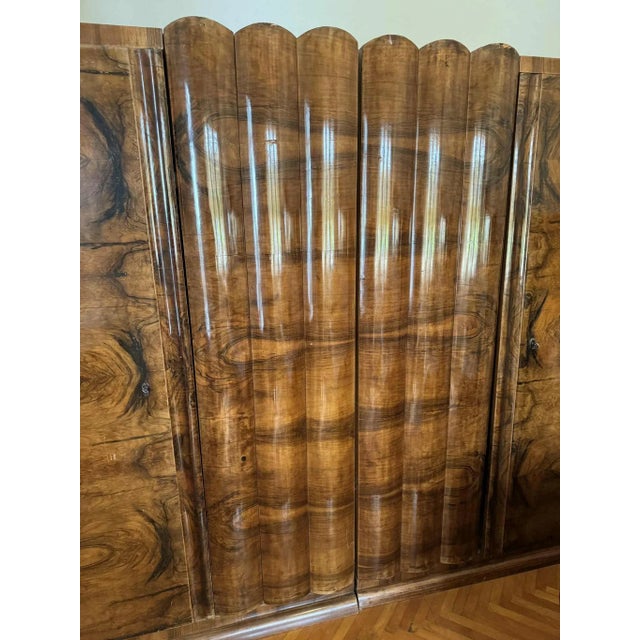 Wood Art Deco Walnut Wardrobe, Central Europe, 1930s For Sale - Image 7 of 10