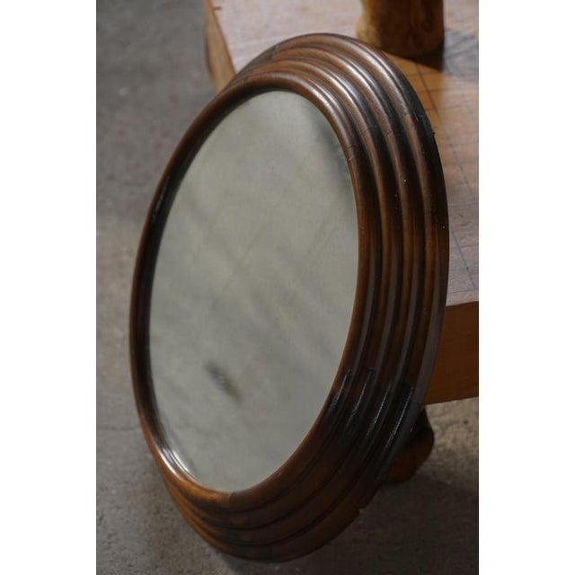 Vintage Round Wooden Decorative Wall Mirror, 1950s For Sale - Image 15 of 18