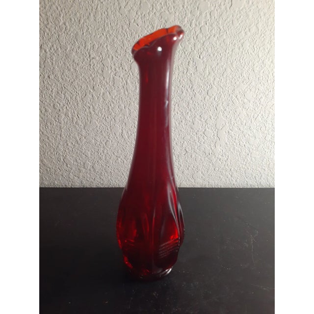 American 1970s Fenton Ruby Red Swung Vase For Sale - Image 3 of 7