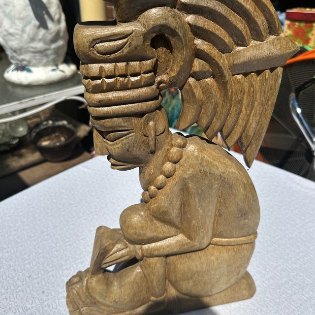 1970s Wooden Detailed Aztec Vintage Sculpture For Sale - Image 5 of 5