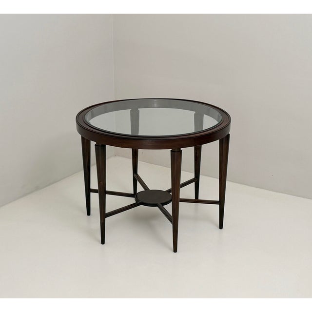 Vintage Glass and Walnut Coffee Table, 1940s, in Flawless conditions. Designed 1920 to 1949