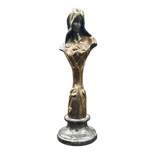 Early 20th Century Emmanuel Villanis Style Art Nouveau French Virgin Mary Sculpture With Marble Base
