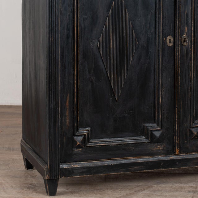 Late 19th Century Swedish Black Painted Sideboard With Fluted Diamond Carving For Sale - Image 10 of 13