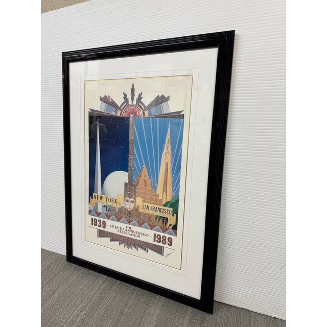 Art Deco Stephan Martiniere Fiftieth Anniversary Celebration: 1939-1989 Poster Print, Framed For Sale - Image 3 of 12