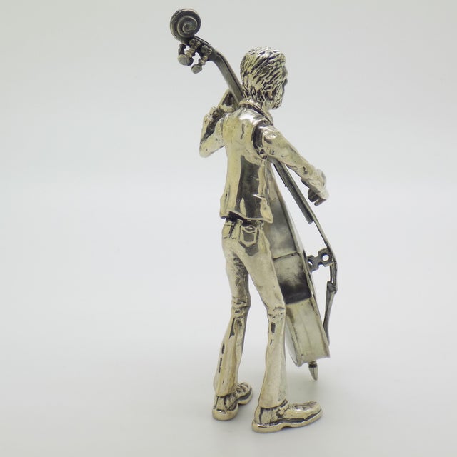 Vintage Italian Genuine Silver Cellist Large Figurine from Arezzo Toscane, 1970s For Sale - Image 10 of 18