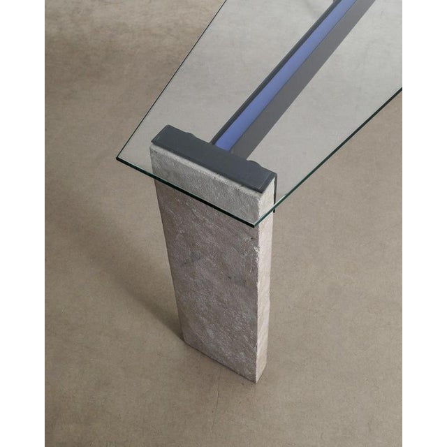 1990s Swedish Contemporary Concrete Desk Console Table in Glass & Metal by Jonas Bohlin for Källemo, 1990s For Sale - Image 5 of 7