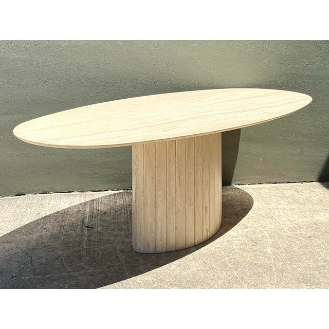 Vintage Italian Travertine Oval Dining Table For Sale - Image 10 of 12