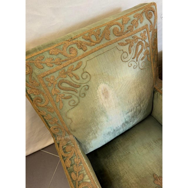 Olive Armchairs in Silk Velvet and Embroidery, Set of 2 For Sale - Image 8 of 18