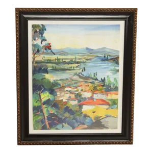 Early 21st Century Impressionist Mediterranean Village Landscape Print