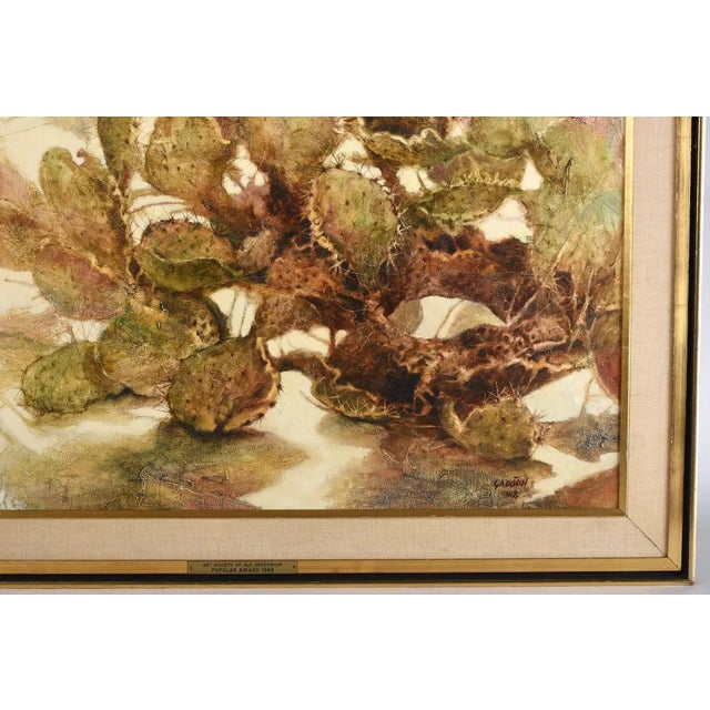 Mid Century Modern Oil Painting Plant Cactus Landscape Succulent Art For Sale In Tampa - Image 6 of 13
