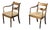 Pair of English Regency Period Early 19th Century Black and Gold Armchairs For Sale